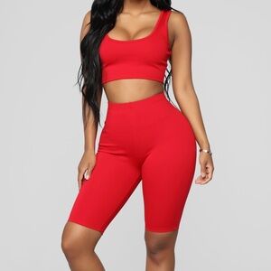 Fashion Nova Bondoc Biker Short 2 Piece Set - Red US M